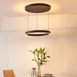 Lucande LED hanglamp Philine, Ø 60 cm, zwart, ijzer