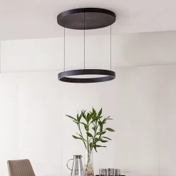 Lucande LED hanglamp Philine, Ø 60 cm, zwart, ijzer