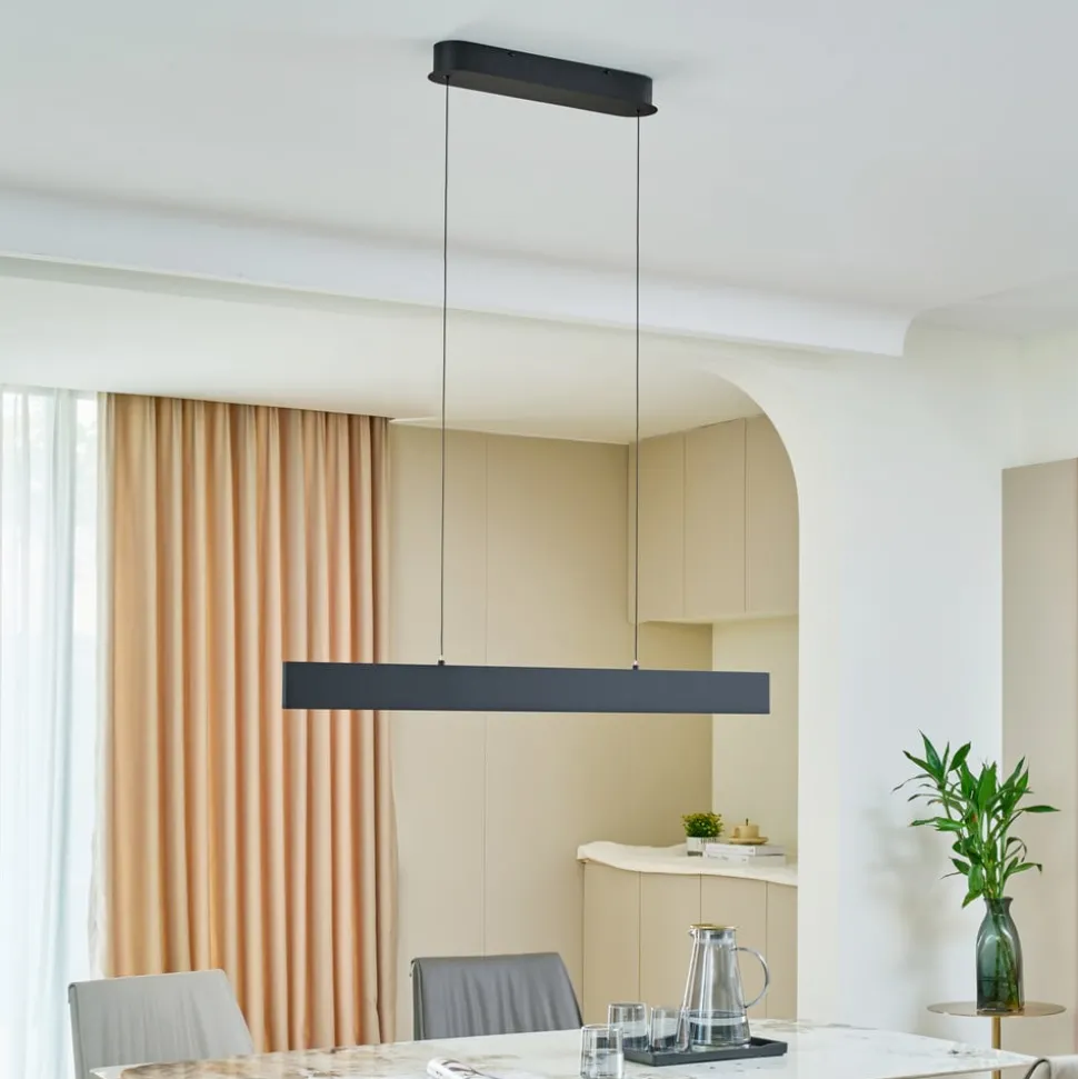 Lucande LED hanglamp Philine, lengte 101 cm zwart ijzer