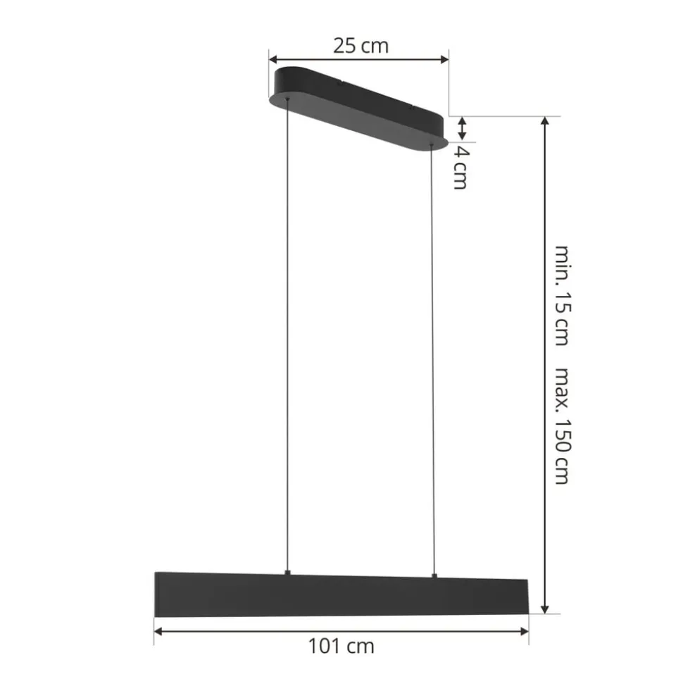 Lucande LED hanglamp Philine, lengte 101 cm zwart ijzer