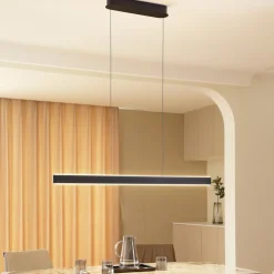 Lucande LED hanglamp Philine, lengte 121 cm zwart ijzer