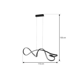 Lucande LED hanglamp Rodado, zwart, 110 cm, aluminium