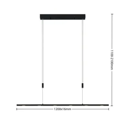 Lucande LED hanglamp Stakato, 120 cm, 6-lamps, dimbaar