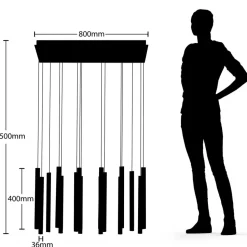 Lucande LED hanglamp Stoika, 80cm, 16-lichts, hoekig