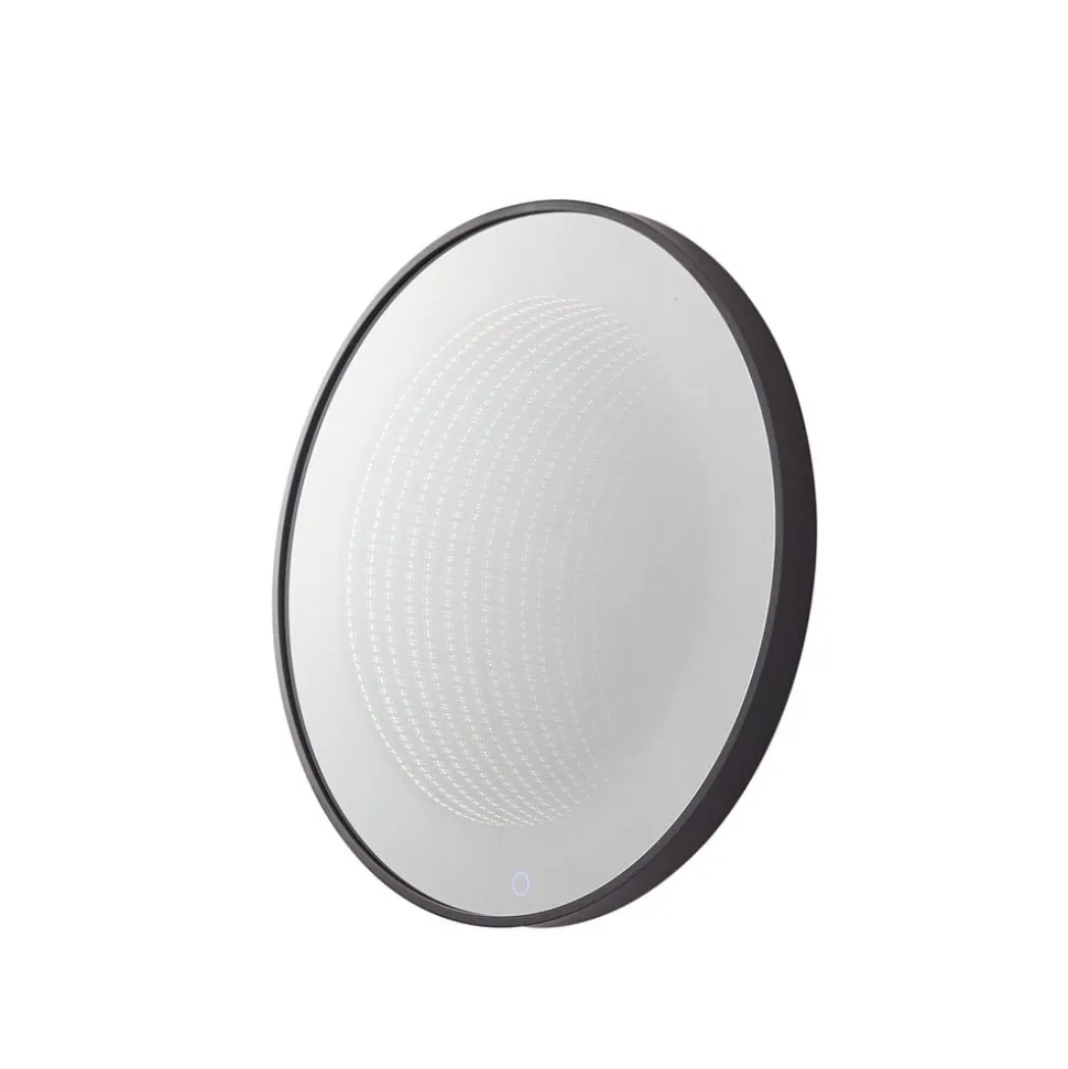 Lucande LED infinity spiegel Emire, zwart, aluminium, CCT, IP44