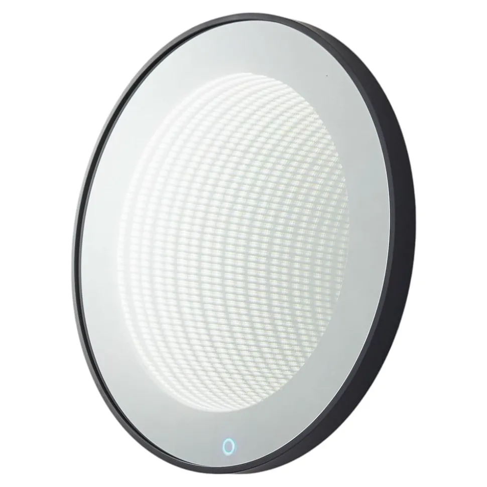 Lucande LED infinity spiegel Emire, zwart, aluminium, CCT, IP44