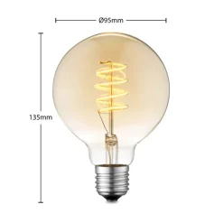 Lucande LED lamp E27 G95 4W 2.700 K dimbaar amber