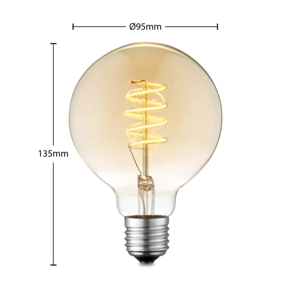 Lucande LED lamp E27 G95 4W 2.700 K dimbaar amber