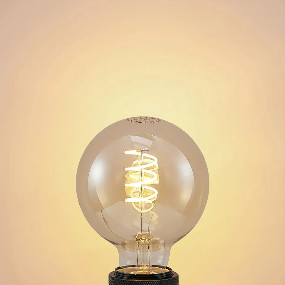 Lucande LED lamp E27 G95 4W 2.700 K dimbaar amber