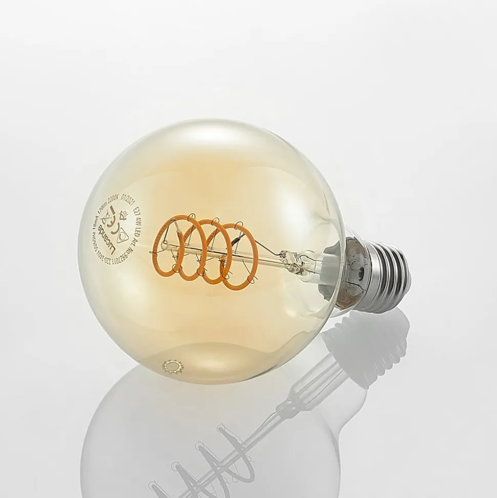 Lucande LED lamp E27 G95 4W 2.700 K dimbaar amber