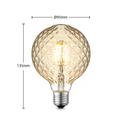 Lucande LED lamp E27 G95 4W 2.700K dimbaar amber