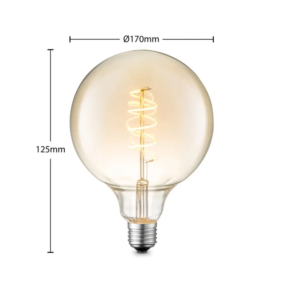 Lucande LED lamp E27 G125 4W 2.700K dimbaar amber