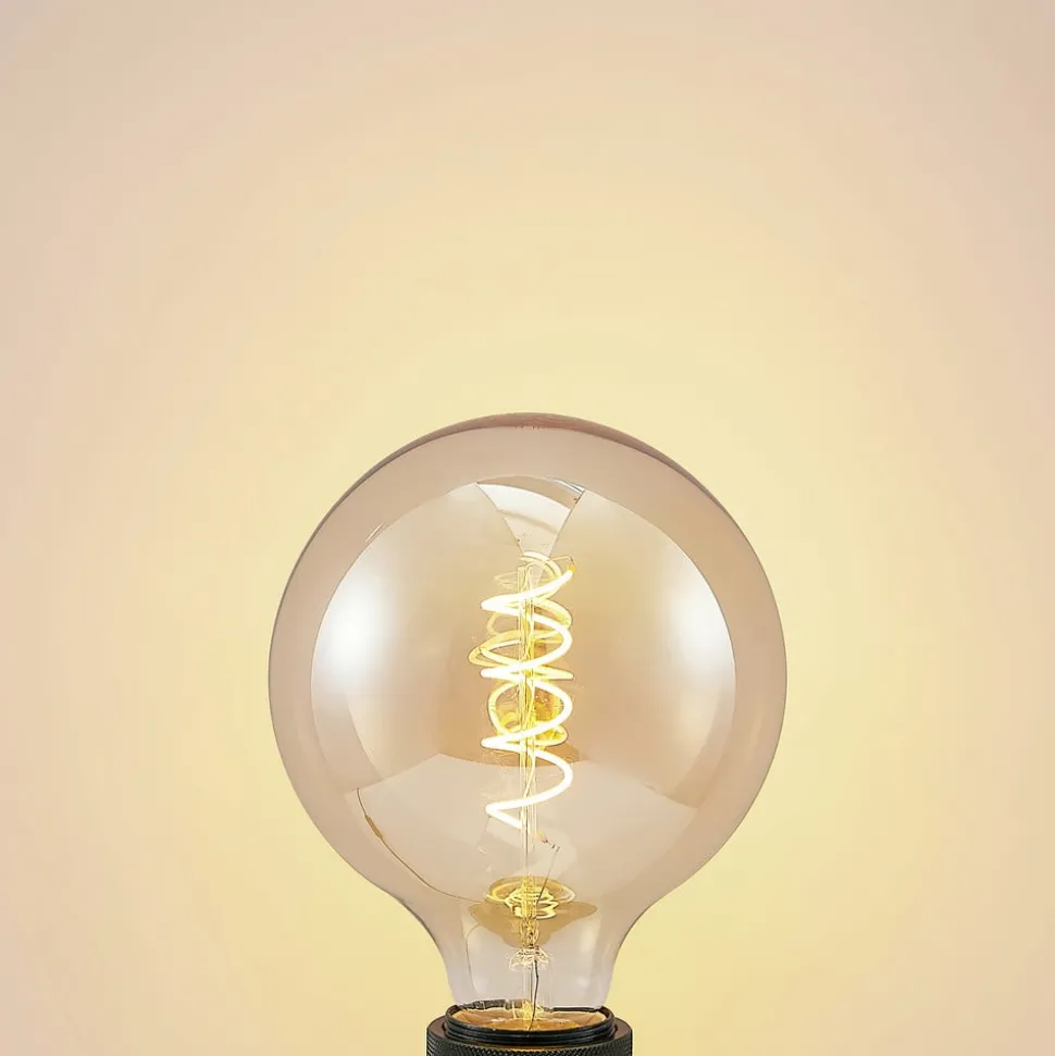 Lucande LED lamp E27 G125 4W 2.700K dimbaar amber