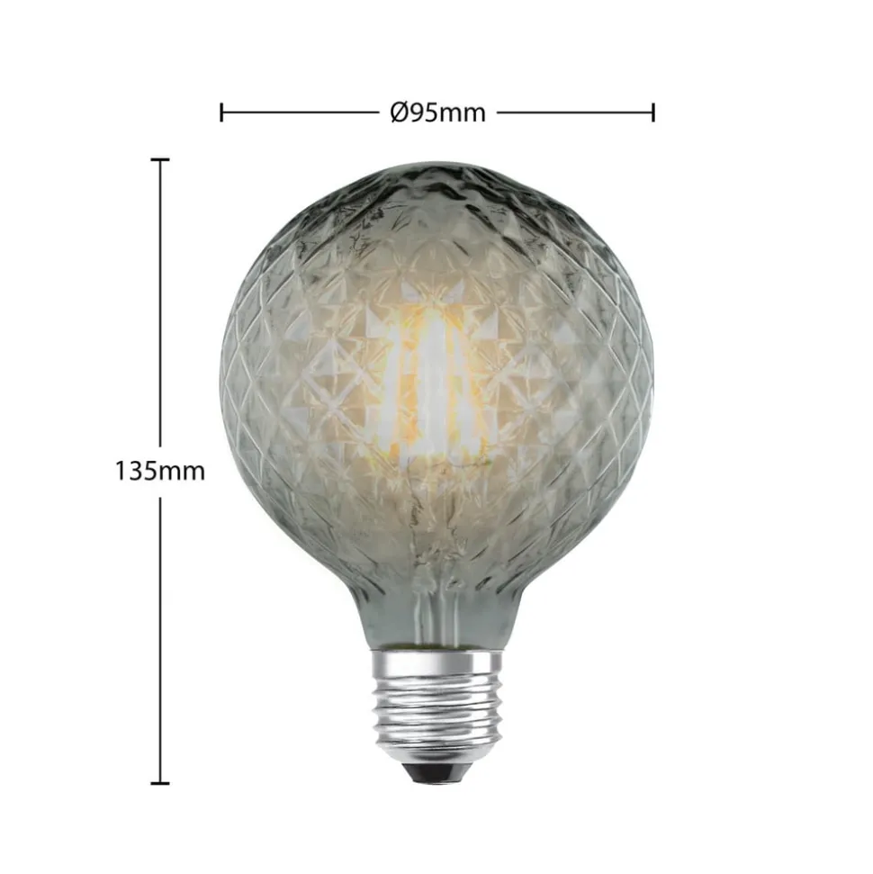 Lucande LED lamp E27 G95 4W 1.800K dimbaar smoke