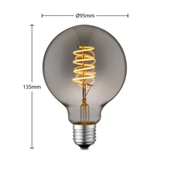 Lucande LED lamp E27 G95 4W rook 1.800K dimbaar