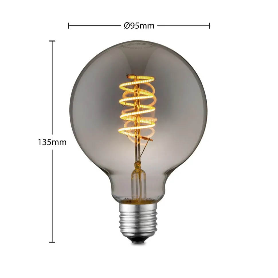 Lucande LED lamp E27 G95 4W rook 1.800K dimbaar