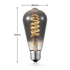 Lucande LED lamp E27 ST64 4W 1.800K dimbaar titanium
