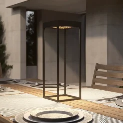 Lucande LED lamp op zonne-energie Lynzy, 58cm, zwart, metaal, IP65