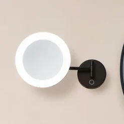 Lucande LED make-upspiegel Fyria, zwart, staal, CCT