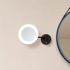 Lucande LED make-upspiegel Fyria, zwart, staal, CCT