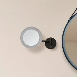 Lucande LED make-upspiegel Fyria, zwart, staal, CCT