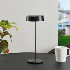 Lucande LED oplaadbare tafellamp Tibia, zwart, aluminium, USB, IP54