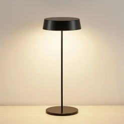 Lucande LED oplaadbare tafellamp Tibia, zwart, aluminium, USB, IP54