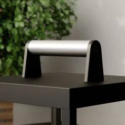 Lucande LED oplaadbare tafellamp Cube, aluminium, IP54, dimbaar