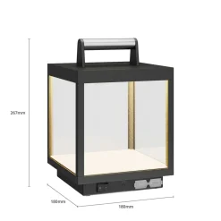 Lucande LED oplaadbare tafellamp Cube, aluminium, IP54, dimbaar