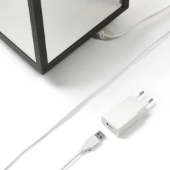 Lucande LED oplaadbare tafellamp Cube, aluminium, IP54, dimbaar