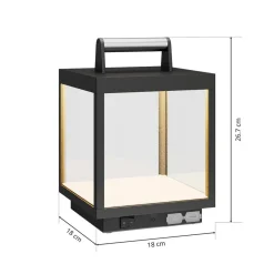 Lucande LED oplaadbare tafellamp Cube, aluminium, IP54, dimbaar