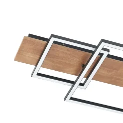 Lucande LED plafondlamp Chariska, 95cm, zwart, hout, CCT