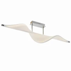 Lucande LED plafondlamp Edano, 122 cm, wit, textiel, dimbaar