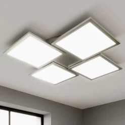 Lucande LED plafondlamp Ilira, 4-lamps, zilver, CCT, dimbaar