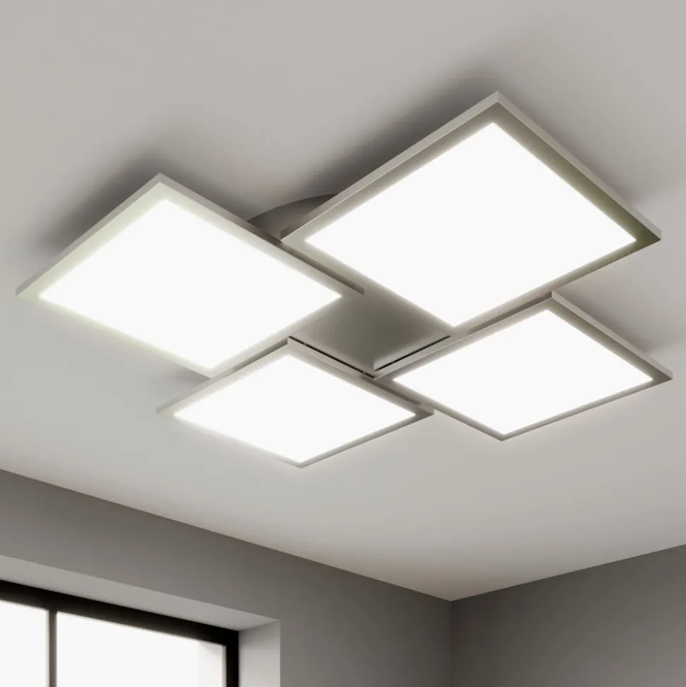 Lucande LED plafondlamp Ilira, 4-lamps, zilver, CCT, dimbaar