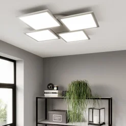 Lucande LED plafondlamp Ilira, 4-lamps, zilver, CCT, dimbaar