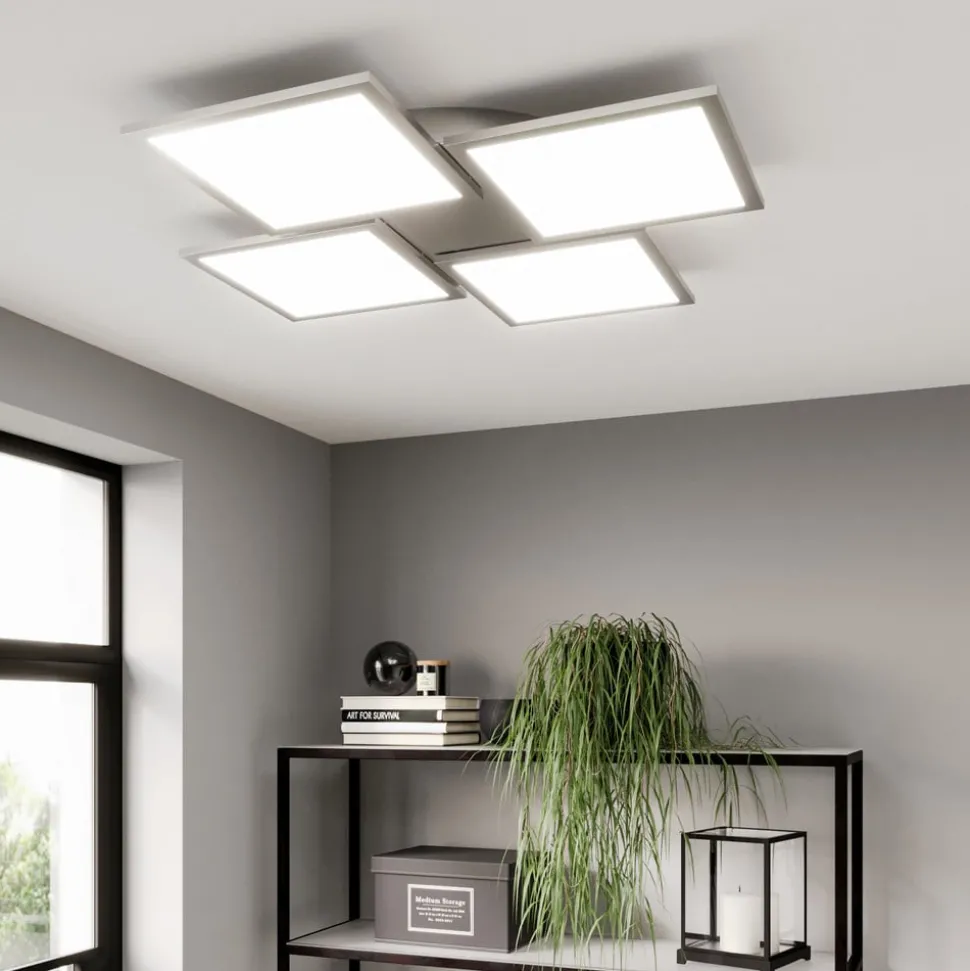 Lucande LED plafondlamp Ilira, 4-lamps, zilver, CCT, dimbaar