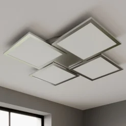 Lucande LED plafondlamp Ilira, 4-lamps, zilver, CCT, dimbaar