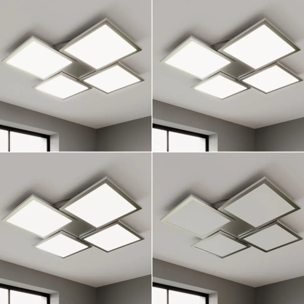 Lucande LED plafondlamp Ilira, 4-lamps, zilver, CCT, dimbaar