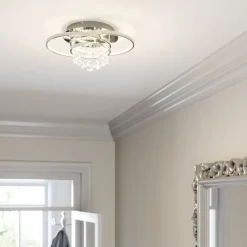 Lucande LED plafondlamp Keely, chroomkleurig, kristal, 45 cm