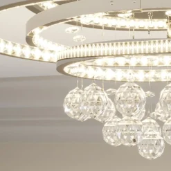 Lucande LED plafondlamp Keely, chroomkleurig, kristal, 45 cm