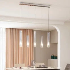 Lucande LED plafondlamp Korvitha, 5-lamps, grijs, glas