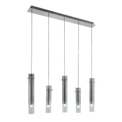 Lucande LED plafondlamp Korvitha, 5-lamps, grijs, glas