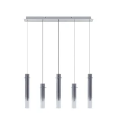Lucande LED plafondlamp Korvitha, 5-lamps, grijs, glas