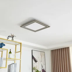 Lucande LED plafondlamp Leicy, nikkel 60 cm RGB kleurenstroom