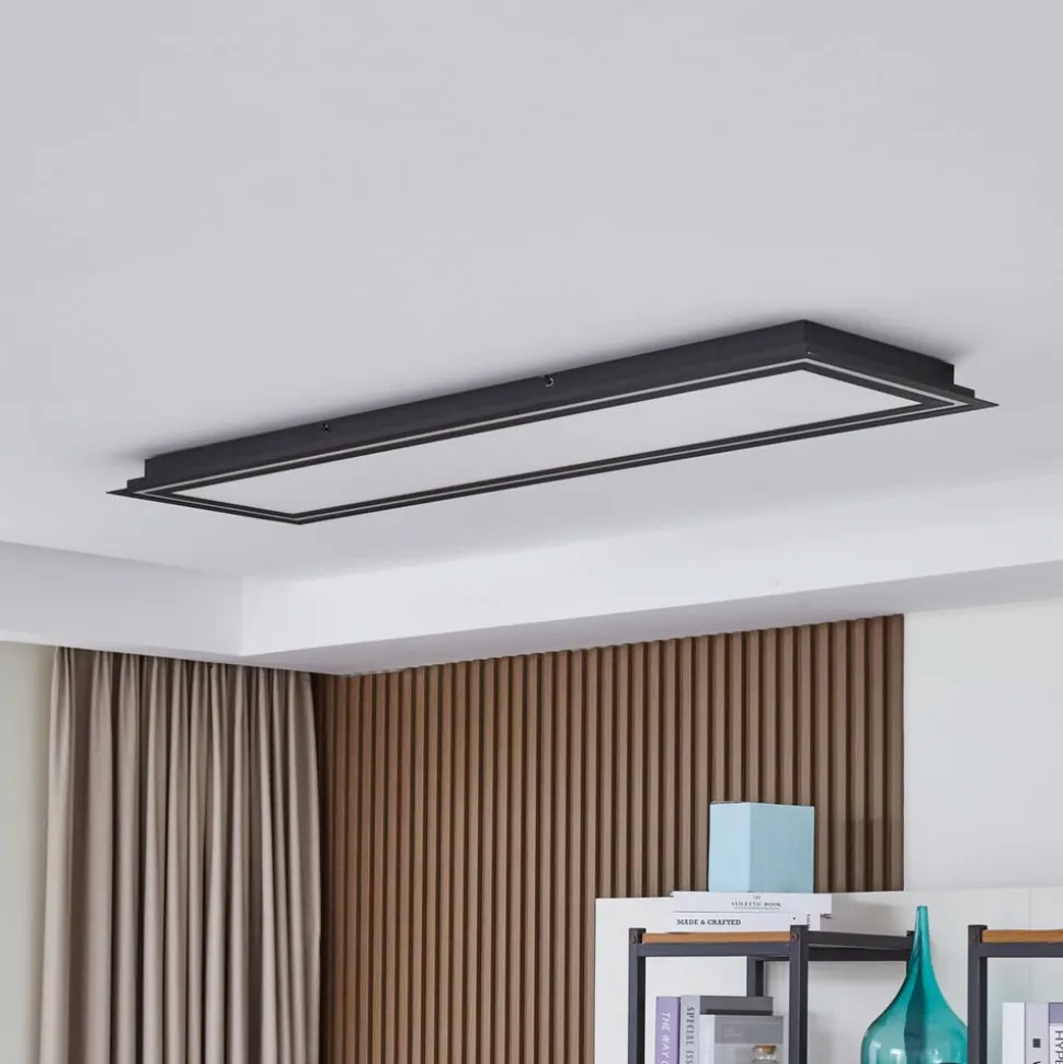 Lucande LED plafondlamp Leicy, zwart, 124 cm, RGB, CCT