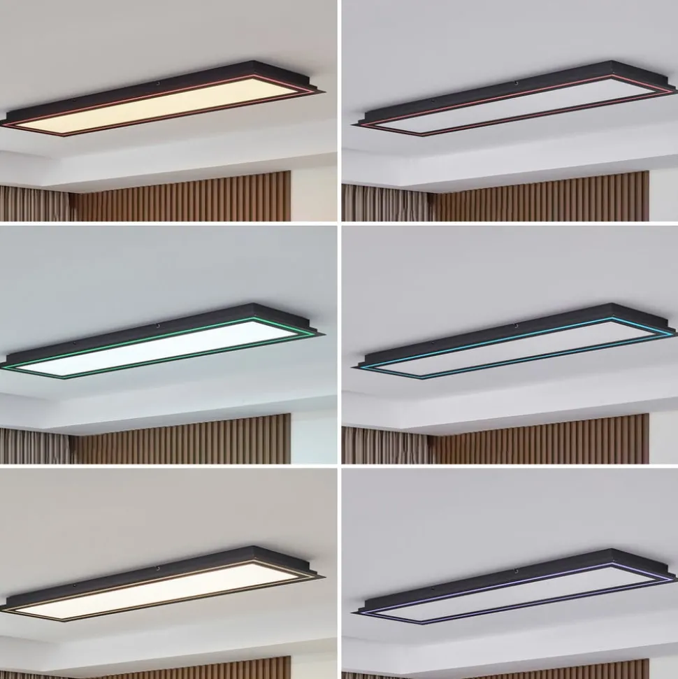 Lucande LED plafondlamp Leicy, zwart, 124 cm, RGB, CCT