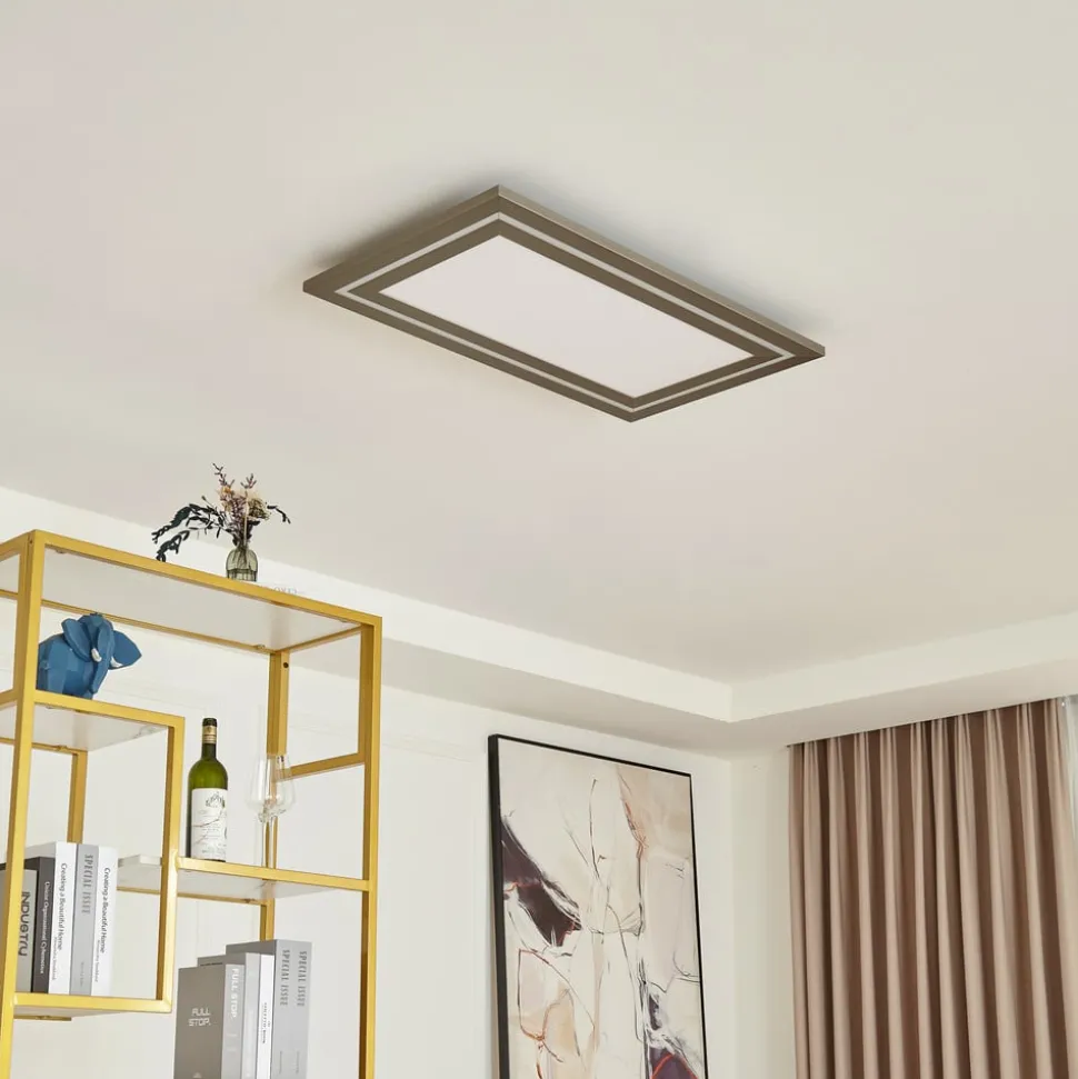 Lucande LED plafondlamp Leicy, nikkel, 80 cm, RGBIC, CCT