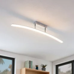 Lucande LED plafondlamp Lorian, 99 cm, chroom, metaal