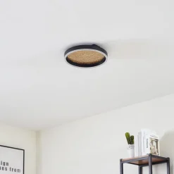 Lucande LED plafondlamp Menulis, zwart/goud, PC, Ø 30 cm